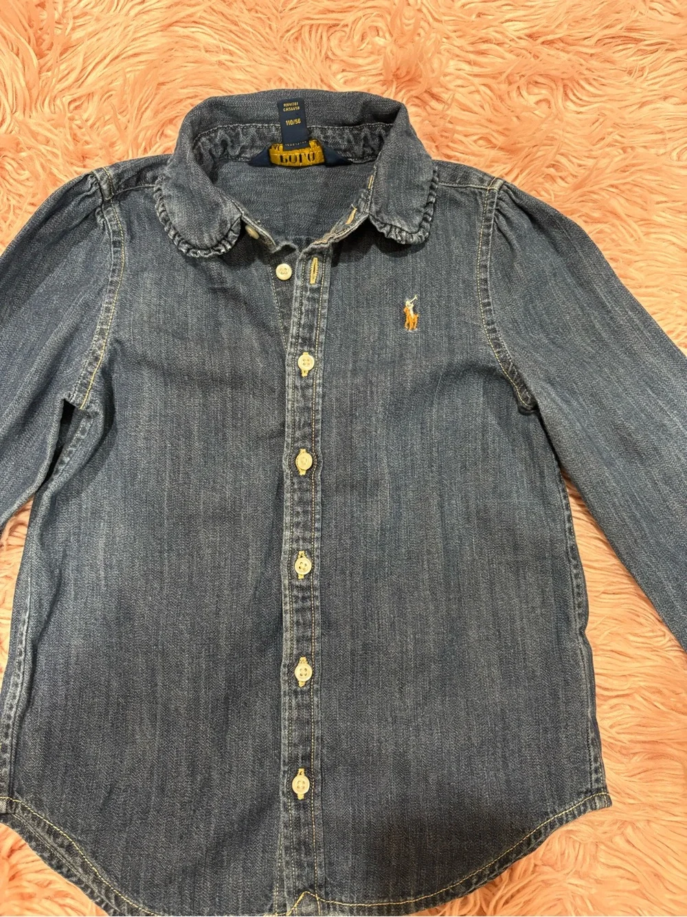 Ralph Lauren Girls' Denim Button-Down Shirt - Indigo
